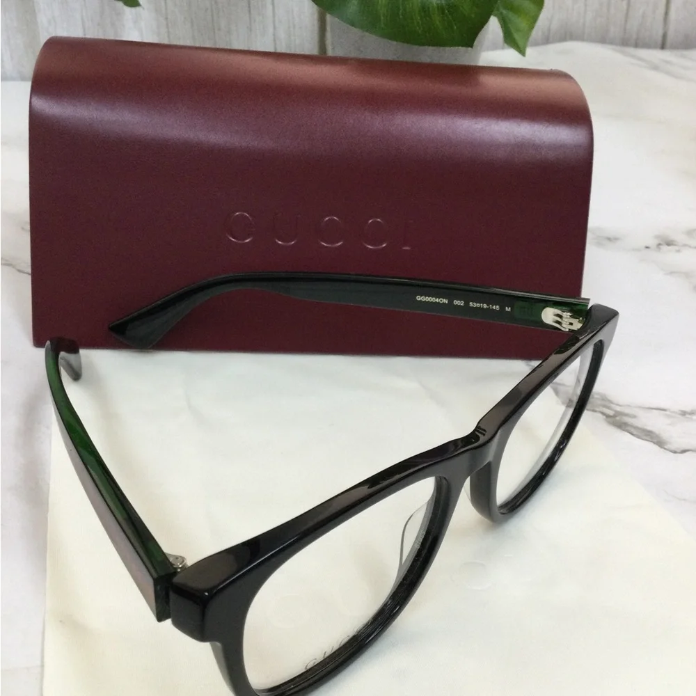 NWOT Gucci Prescription Black and Green Acetate Optical Glasses